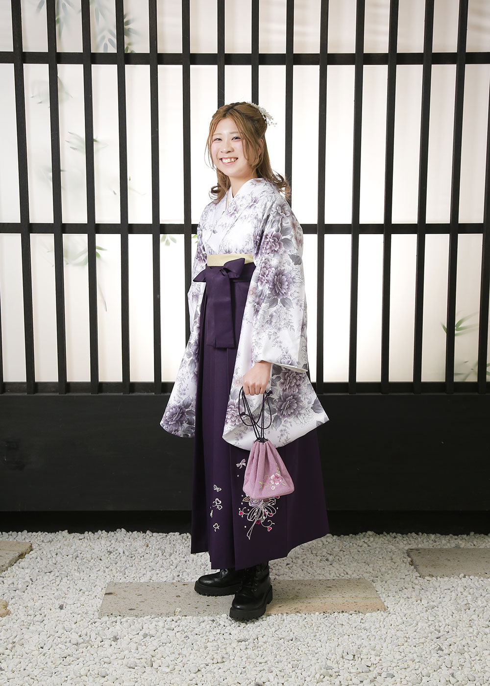 HA-323 白地グレー花